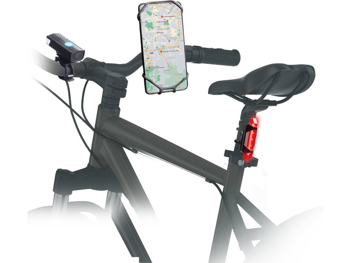 Kit Suporte + Luzes de Bicicleta SBS Preto