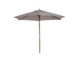 Chapéu de Sol de Madeira Ø250x230 Cm para Exterior com 6 Hastes Sistema de Corda, Portátil Cinza ORBITRA COMMERCE