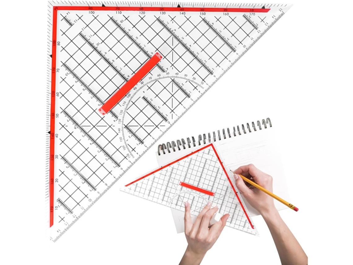 Régua Triangular Transparente, Ferramenta De Geometria Matemática Para