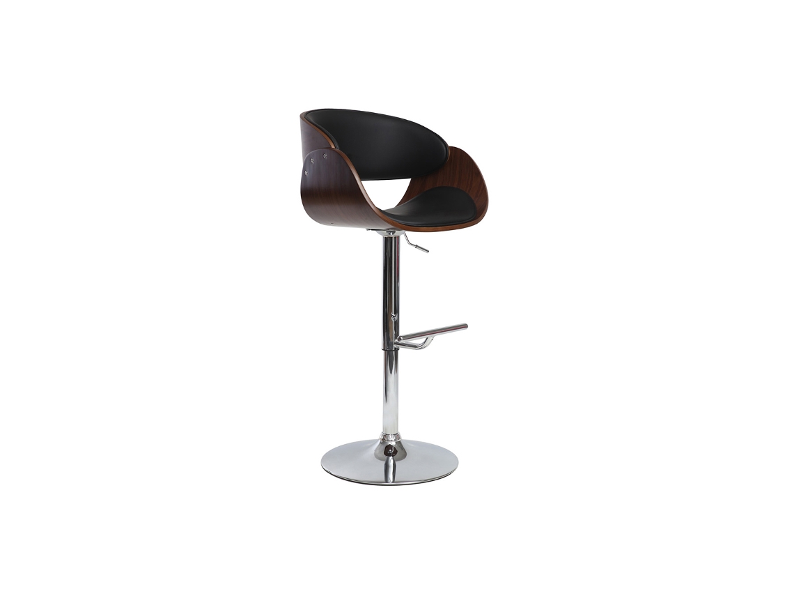 MILIBOO Banqueta de bar curvada em preto e madeira com design