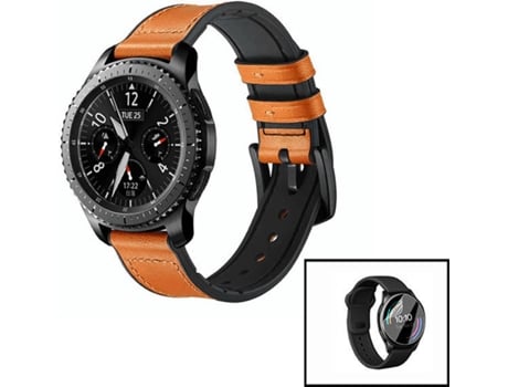 Bracelete + Película Honor Watch GS 3 G4M Couro e Silicone Premium Castanho e Preto