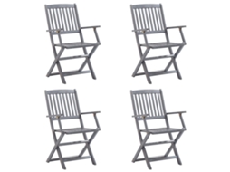 Maison Exclusive - Cadeiras Exterior Dobráveis C/ Almofadões 4 Pcs Acácia Maciça