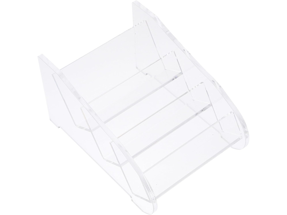 Elegante Porta cartões de Visita em Acrílico Transparente com 3 Níveis e Compartimento Traseiro Inclinado, Ide
