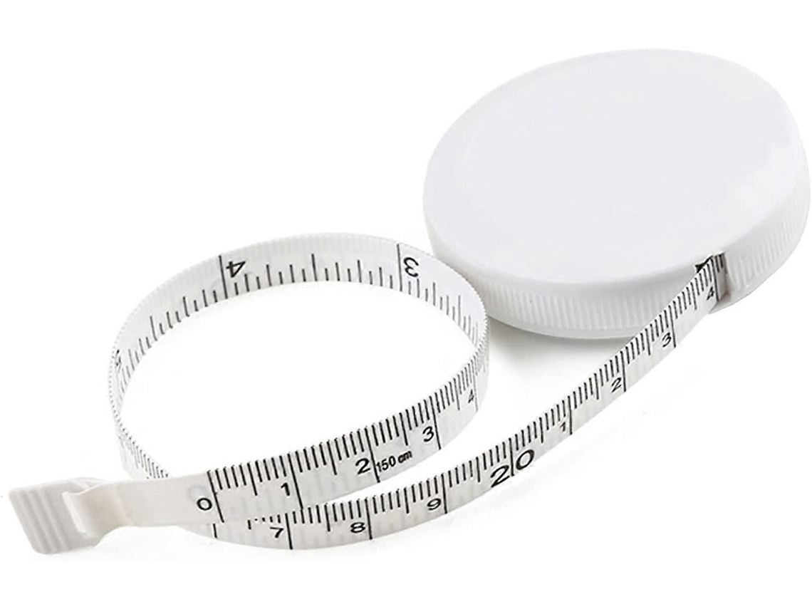 Fita Métrica Para Costura, Retrátil Automática, 60 Polegadas/150 Cm, Branca (2 Unidades)