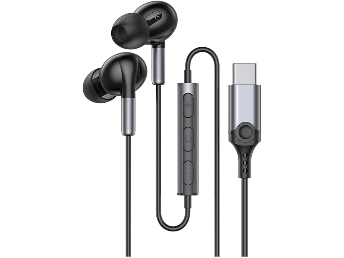 Fones De Ouvido Intra Auriculares Com Fio, Cancelamento De Ruído Ativo, Conector Usb C E Microfone, Compatíveis Com