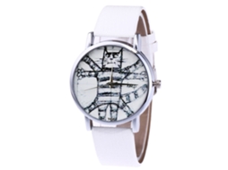 Reloj De Pareja Unisex De Cuarzo Con Correa De Cuero Pu Zhoulianfa (blanco)