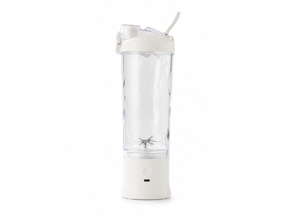 Liquidificadora Portátil Recarregável Branca, Mini Copo Misturador Para Sumos E Batidos