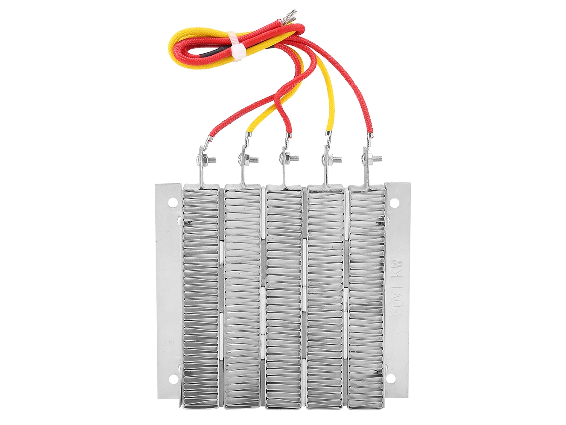 Aquecedor de ar cerâmico PTC de 60 V e 1000 W com elemento de aquecimento condutivo e cabo (sem marca)