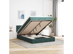 Estrutura De Cama Otomana Com Colchão 140x190cm Verde Escuro