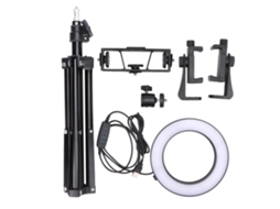 Linterna Anular Led De 6 Pulgadas Para Fotografía Com Tripé E Suporte Para Telefone Regulável
