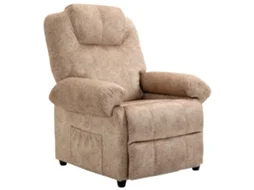 Poltrona Relax Reclinável Tecido de Microfibra (100% Poliéster), Esponja e Aço Cor Bege 88x91x108 cm Homcom