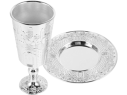 Taça De Kidush Nuobesty Em Liga De Zinco Para Shabat Com Pires, Taças De Oferta Judaicas