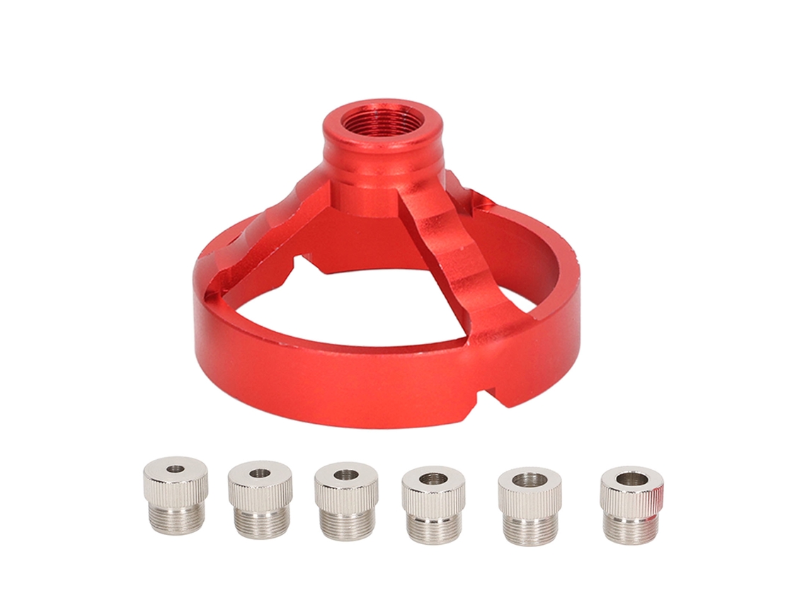 Localizador de Broca Vertical 3 em 1 com 6 Buchas de Broca, Guia de Broca para Dispositivos de Marcenaria, Vermelho