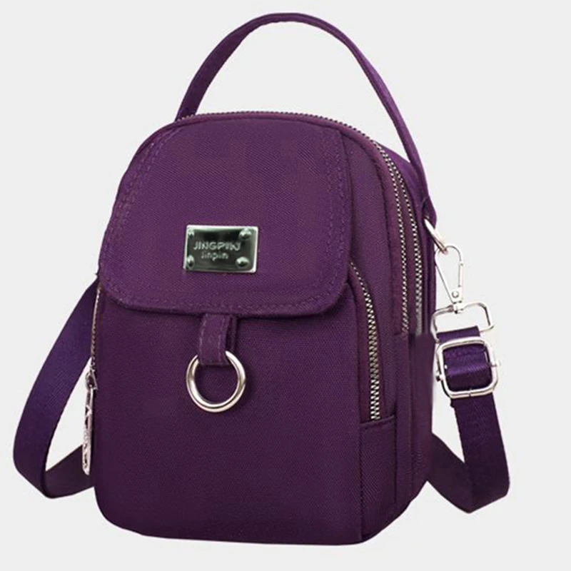 (bj1062 -- Roxo) Bolsa Transversal Conversível E Leve, Em Nylon Leve De Cor Sólida.