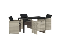 Conjunto de Jantar para Jardim 5 Pcs - Móveis de Jardim para Refeição Cinzento claro Vime Pe HARLANV1