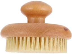Escova Corporal Esfoliante Portátil Redonda Amarela Com Função De Massagem, Feita De Material Sintético Para Uso No