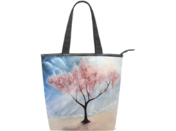 Bolsa de Ombro Grande com Estampa de Árvore POLÍESTER 28x10x34 cm