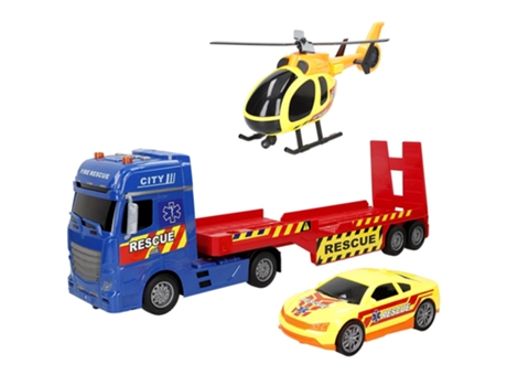 Transportador de Veículos de Salvamento Por Fricção com Luz e Som 1:12 SPEED & GO
