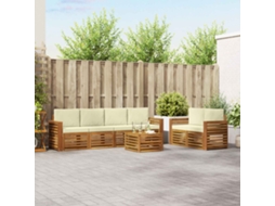 Vidaxl Conjunto De Sofás Para Exterior 7 Unid. Natural E Creme