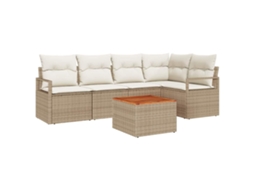 Maison Exclusive - Conjunto De Sofá De Jardim 6 Unid. Bege E Creme Vime Pe