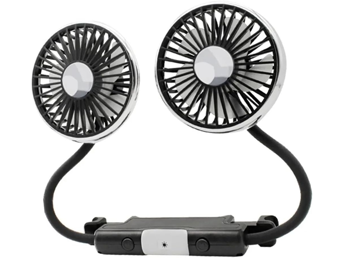 Ventilador De Carro Com Duas Portas Usb – 3 Velocidades, Para Encostos De Cabeça