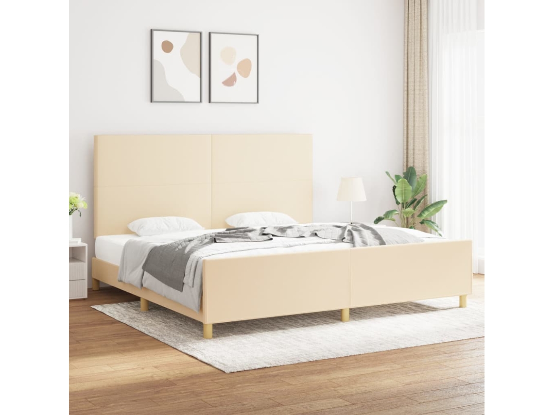 Vidaxl Estrutura De Cama Sem Colchão 200x200 Cm Tecido Cor Creme