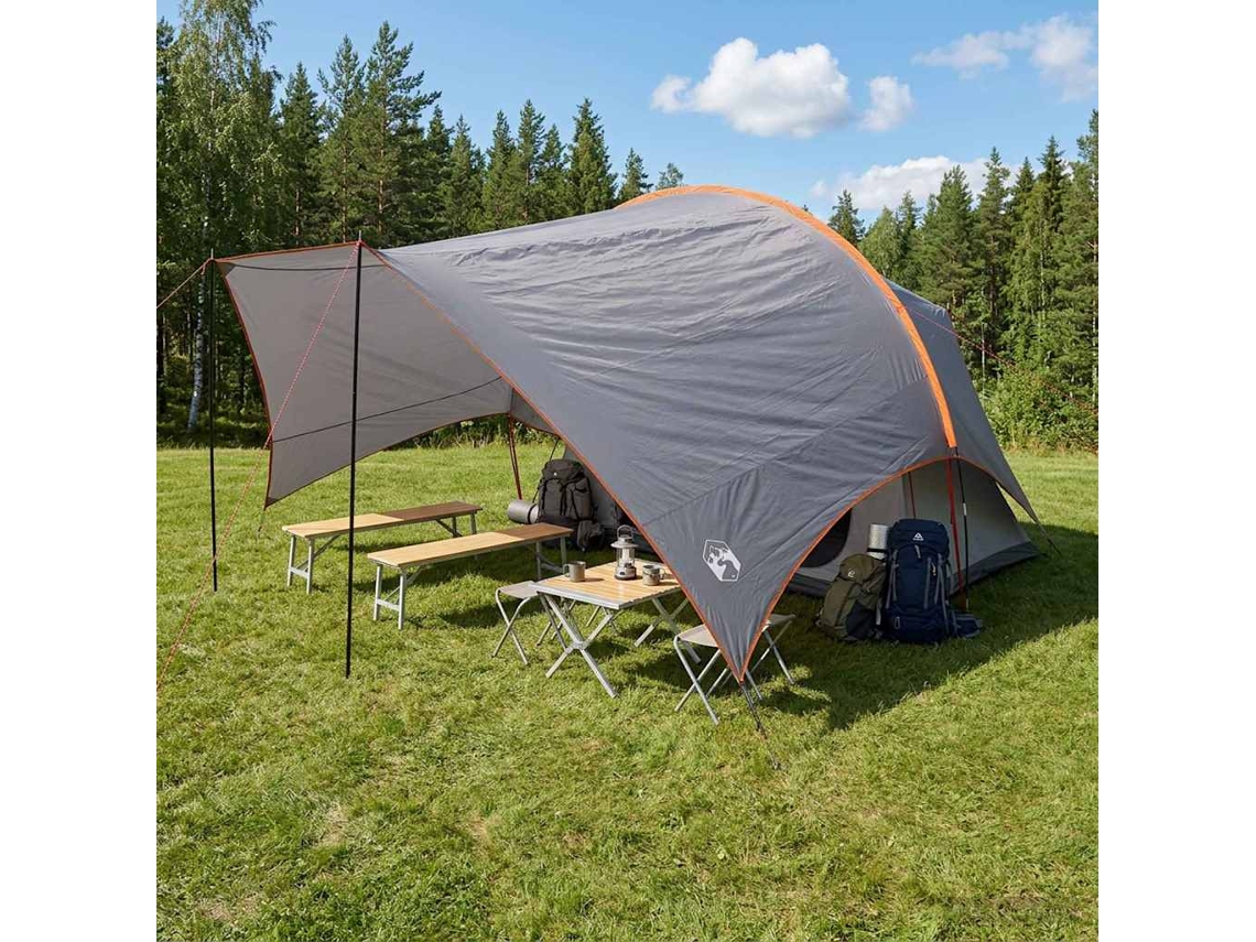 Vidaxl Tarp De Camping Resistente À Água Cinza E Laranja