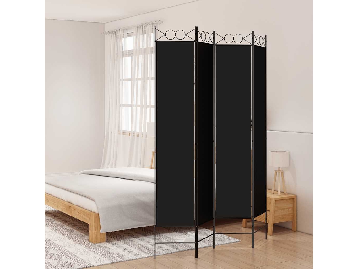 Vidaxl Biombo/divisória Com 4 Painéis 160x220 Cm Tecido Preto