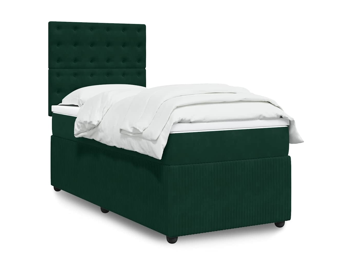 Vidaxl Cama com Molas/colchão 80x200 Cm Veludo Verde escuro
