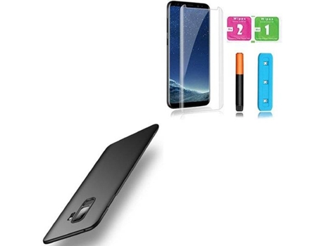 Kit Capa/Película de Vidro Nano Curved UV e Suporte Magnético Auto Samsung Galaxy S9 Plus PHONOCARE Naked Preto