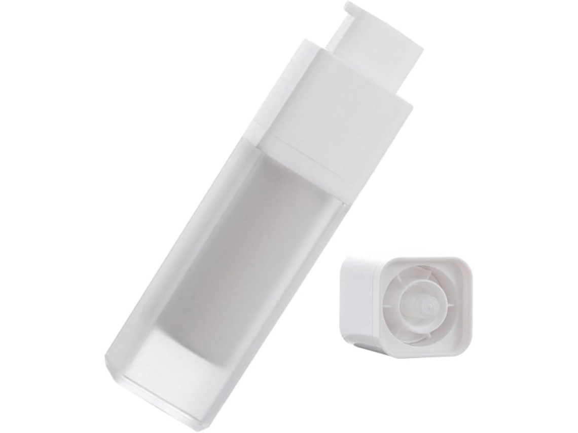 Frasco de 30ml com bomba airless em plástico (como PP E ABS), ideal para loção.