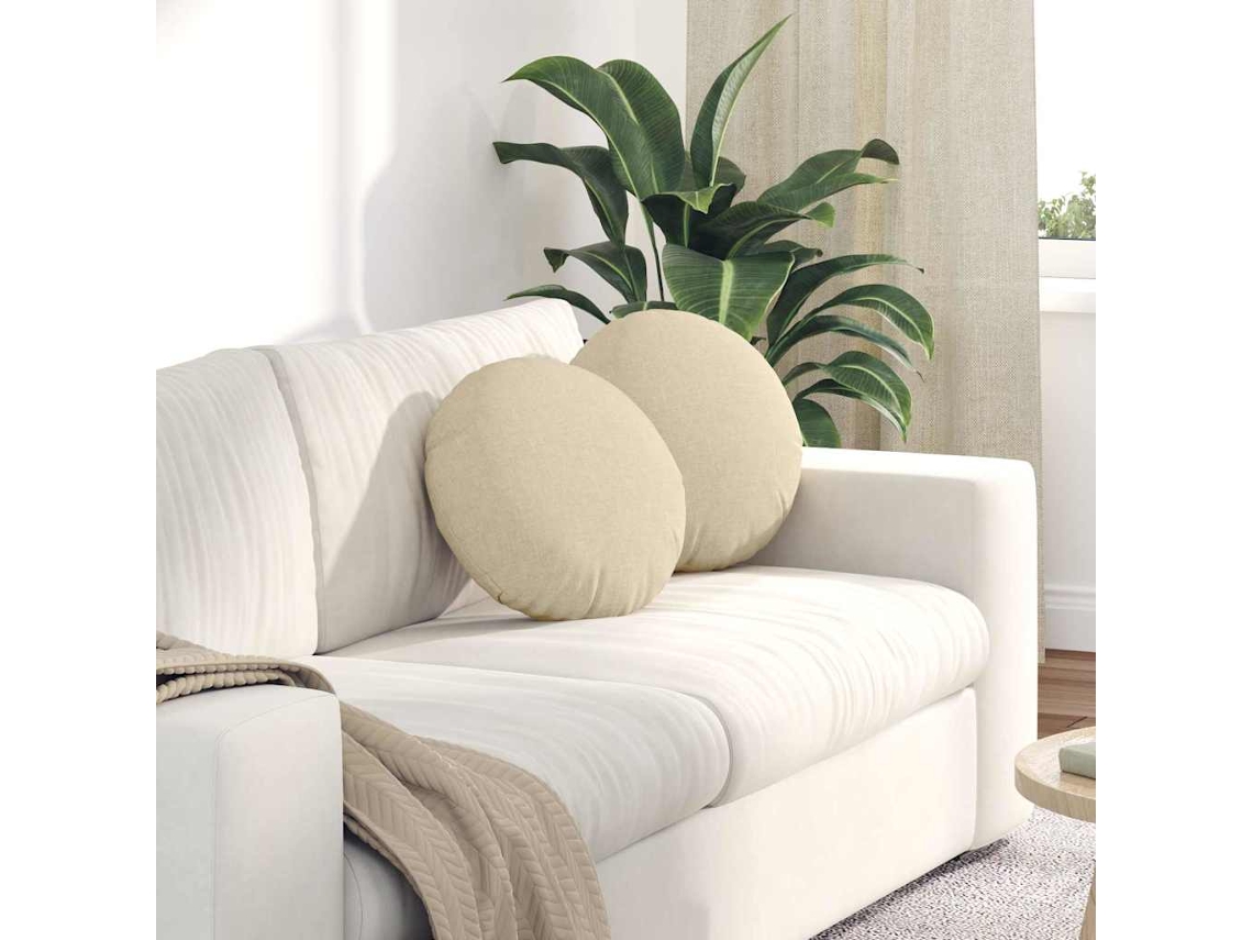 Vidaxl Almofadas De Assento 2 Unid. Tecido Creme Ø40 X 13 Cm
