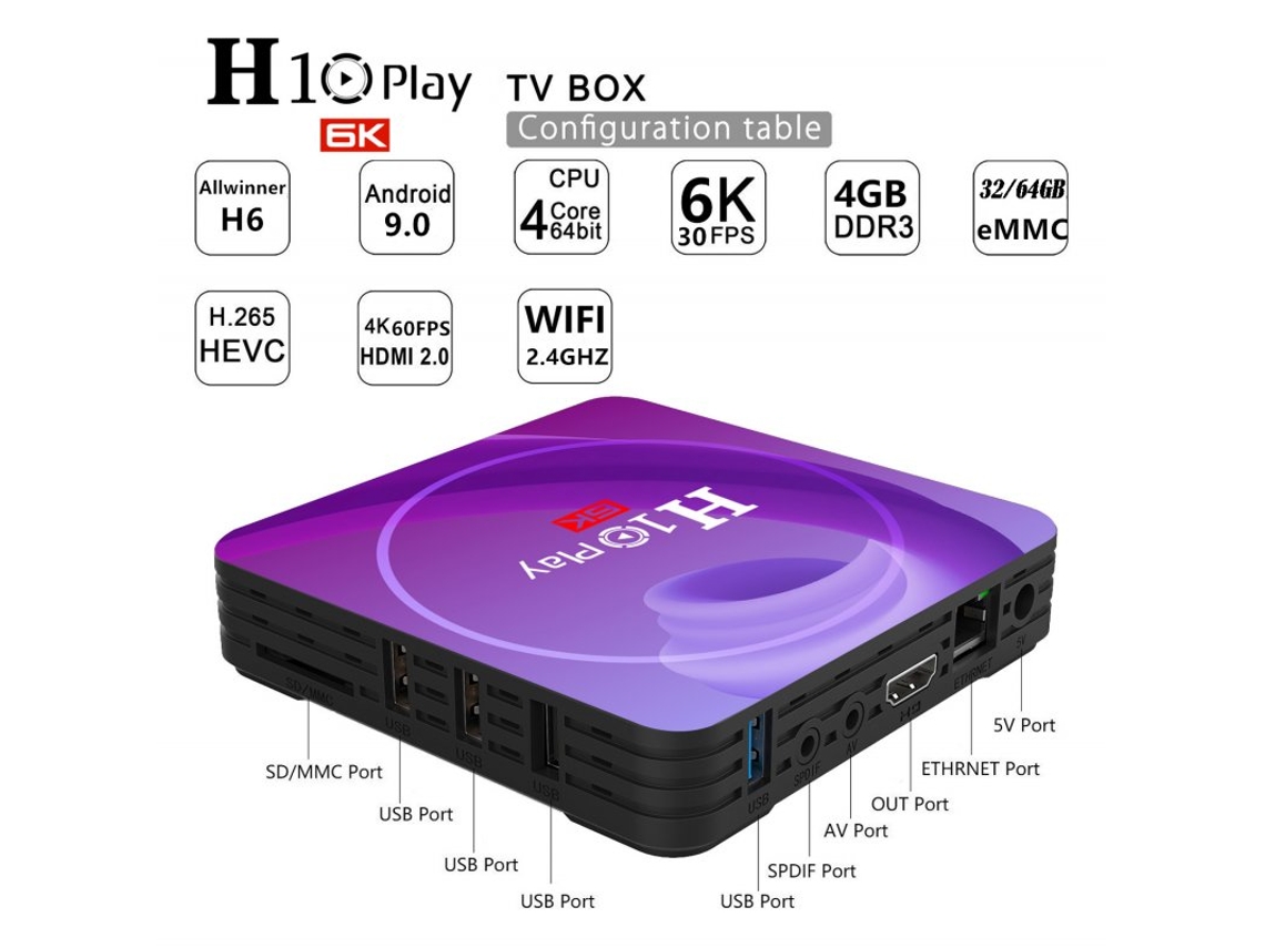 Box Smart Tv Allwinner H10 Hd Network Player para Android 9.0 Plugue Britânico