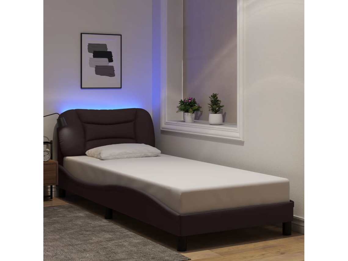 Vidaxl Estrutura De Cama Com Led Sem Colchão Hvar 90x200 Cm Tecido
