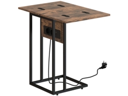 Mesa De Apoio Dobrável, Dock De Carregamento Com Portas Usb, Metal, 39 X 29 X 57 Cm, Marrom Cs