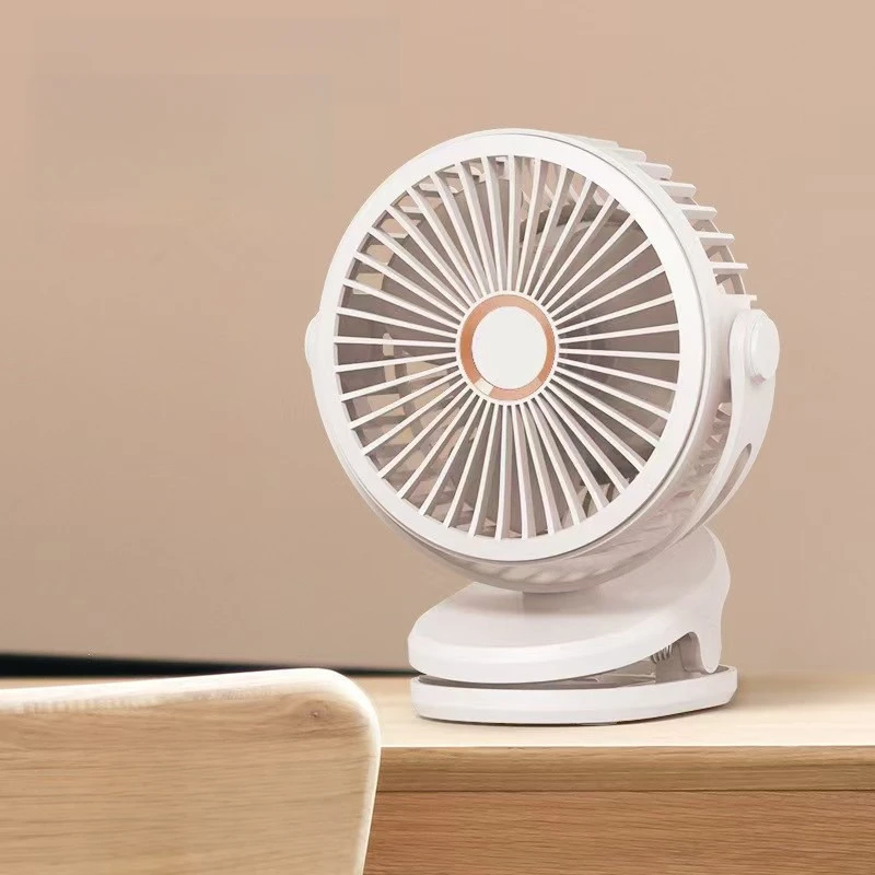 (branco 5000mah) Mini Ventilador De Mesa Recarregável De 10000mah Com Clipe, Rotação De 360°, 4 Velocidades, Usb