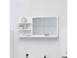Vidaxl Espelho De Casa De Banho 90x10,5x45 Cm Contraplacado Branco