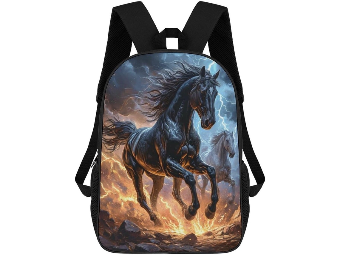 Mochila Escolar Infantil Com Estampa De Cavalo Em 3d, Ideal Para Meninos E Meninas Do Ensino