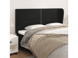 Vidaxl Cabeceira De Cama C/ Abas Couro Artif. 183x23x118/128 Cm Preto