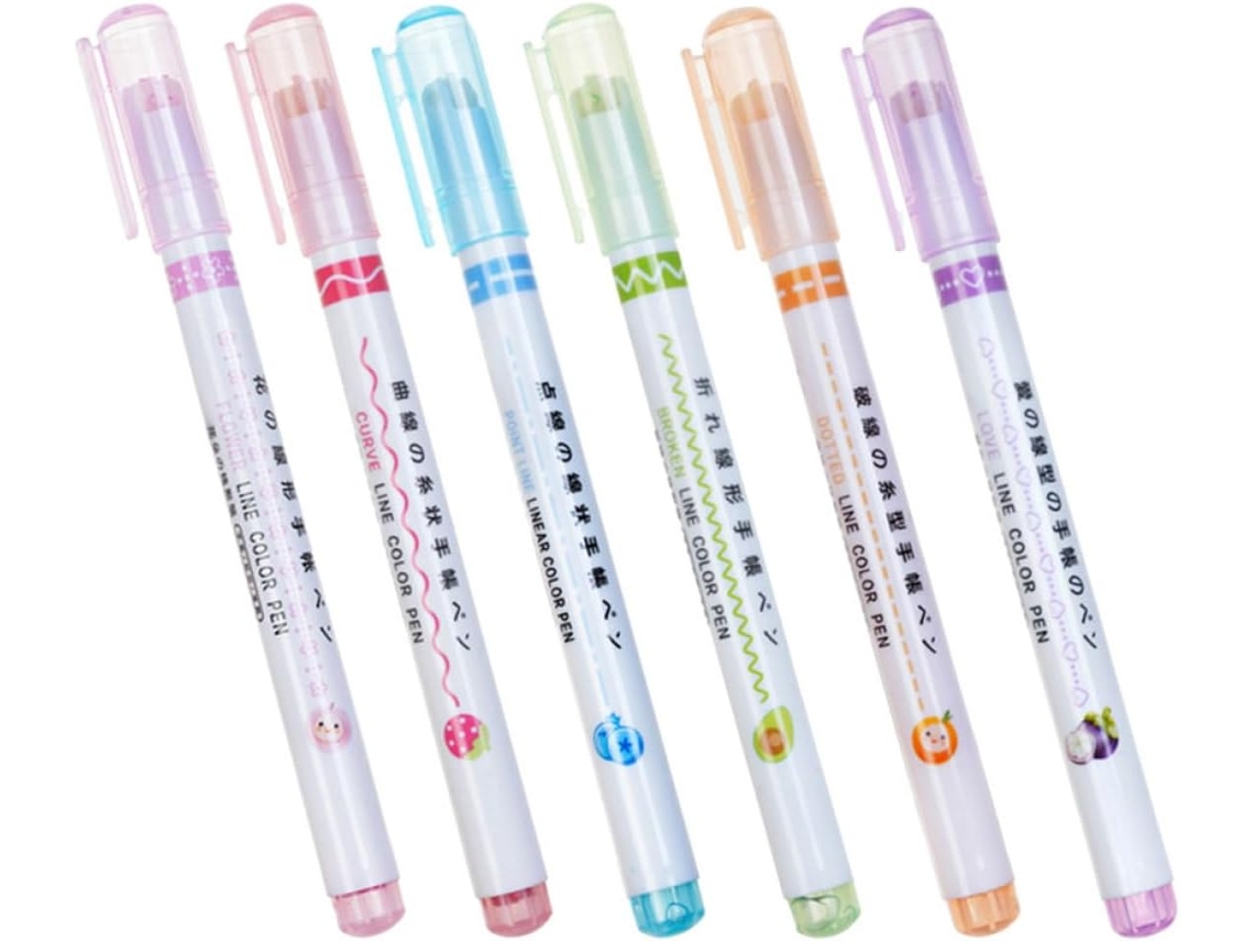 Conjunto De 6 Marcadores Fluorescentes Para Projetos Escolares