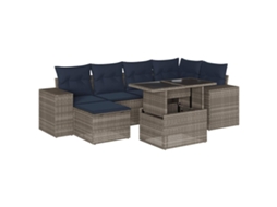 Conjunto de Sofá de Jardim, 7 Peças, Almofadas, Rattan Cinza MAISON EXCLUSIVE