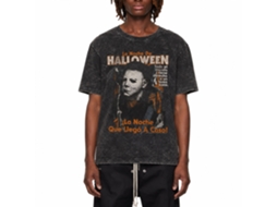Rockinstone Halloween Movie Spanish Premium Mineral Wash Fashion Horror Movie T-shirt Size:l