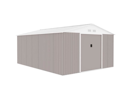 Abrigo De Jardim Em Metal 15,16 M² 340 X 446 X 210 Saturne Kit De Ancoragem Incluído, 2 Portas Deslizantes Taupe Archer