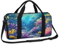 Bolsa Aquarela Mundo Subaquático 45x21x23cm Tecido Poliést. S/MARCA