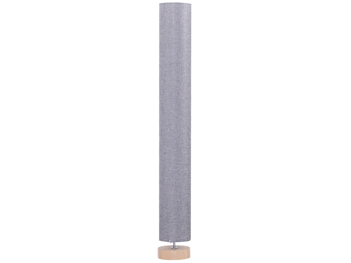 Candeeiro de Pé Tecido de Linho Sintético, Madeira de Pinho, Metal Cor Cinzento 15x15x120 cm Homcom