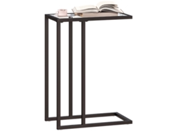 Mesa de Centro em Vidro e Aço Formato C,46x25x63.5 Cm,preto BTFORUS