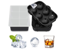 Molde De Hielo De Silicona Grande Con Tapa, 6 Compartimentos, Cubos Cuadrados Y Esféricos Para Bebidas