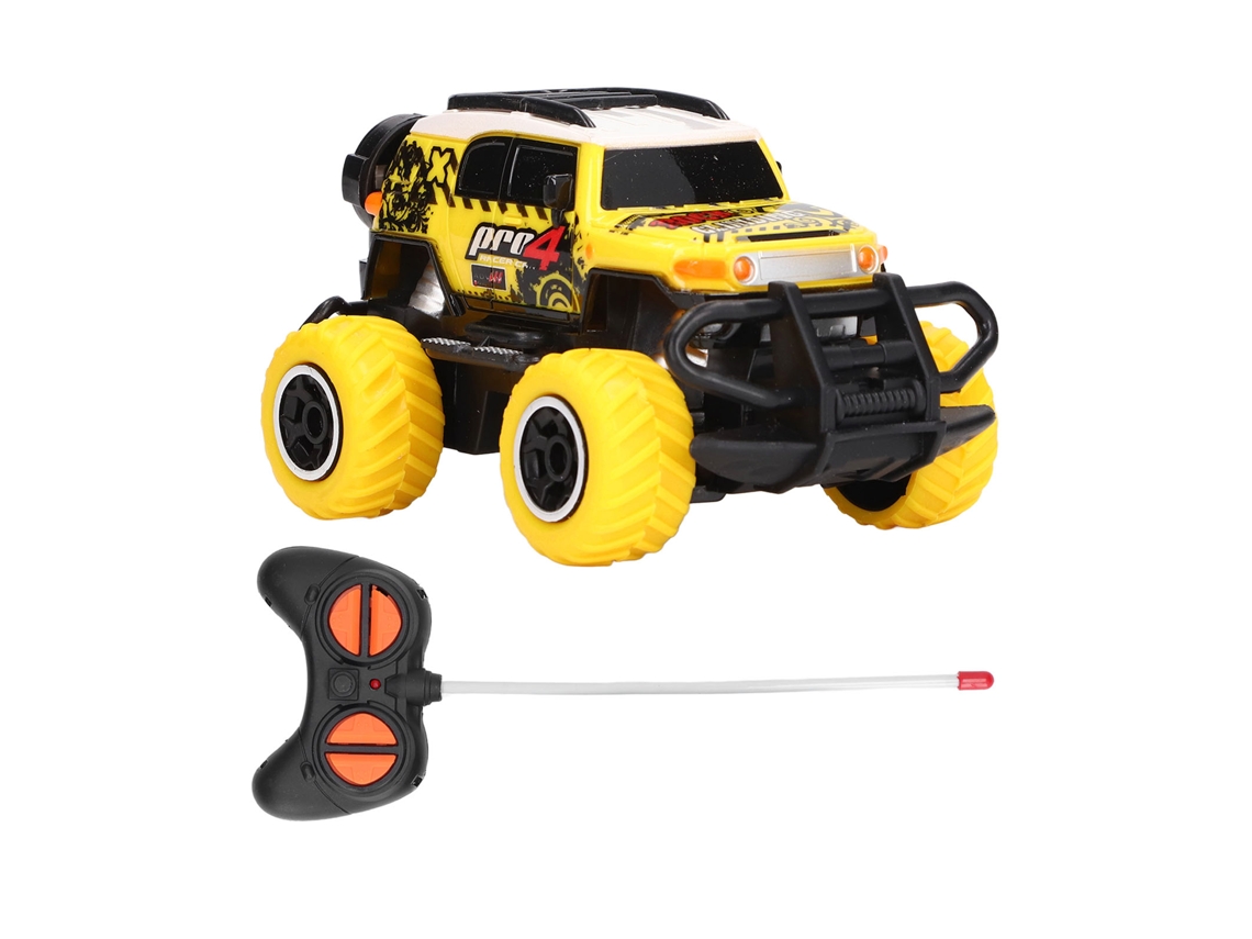 Primerox carro de Controle Remoto Mini Off Road 1:43 Grafite Fofo com Força de Atrito Forte Amarelo