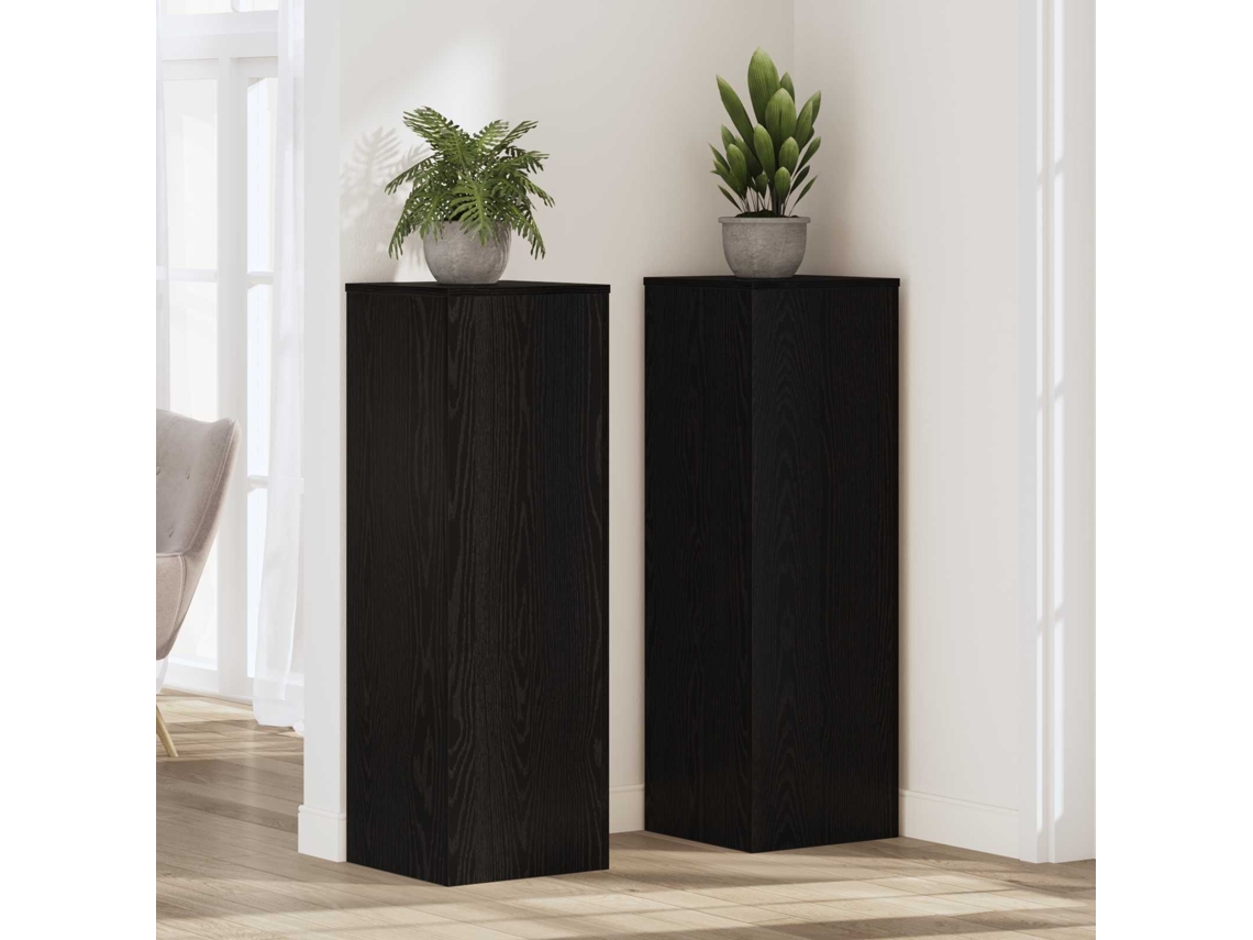 Vidaxl Suporte Para Plantas Carvalho Preto 33 X 33 X 100 Cm