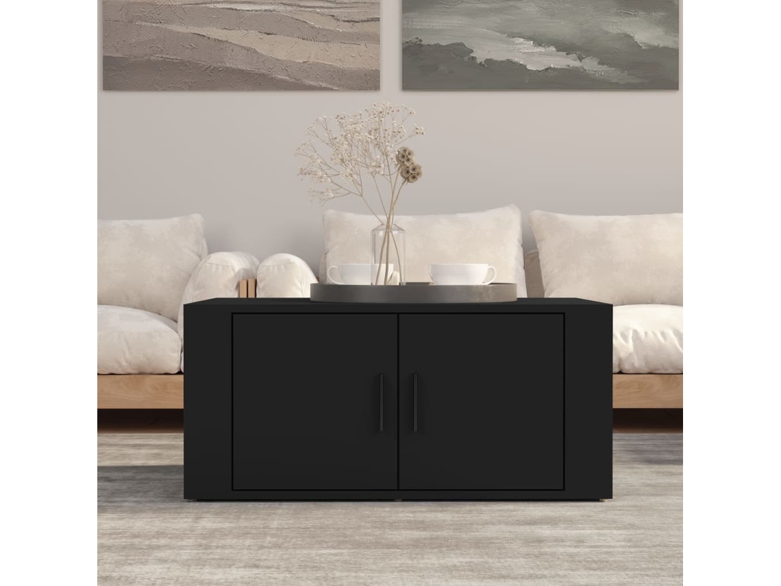 Vidaxl Mesa De Centro 80x50x36 Cm Derivados De Madeira Preto